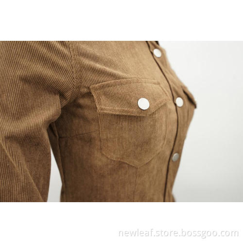 Elegant Slim Fit Cord 16W Hemdkleid